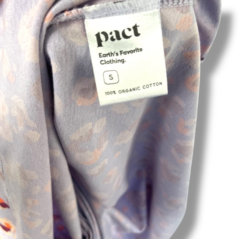 PACT Organic Cotton Floral Midi Dress Shelf Bra Adjustable Straps Small Lilac - Picture 7 of 7